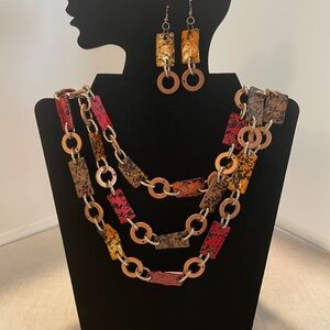 Multicolor Statement Necklace and Earring Set